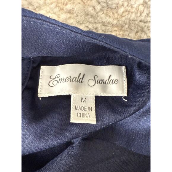 Emerald Sundae Size M Geometric Striped Cutout Sleeveless Mini Sheath Dress Navy - Picture 6 of 10